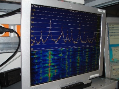 Mittels eines Panadapters wird das Bild vom P3 auf einen externen Monitor übertragen. 