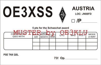 QSL Karte OE3XSS Rückseite 